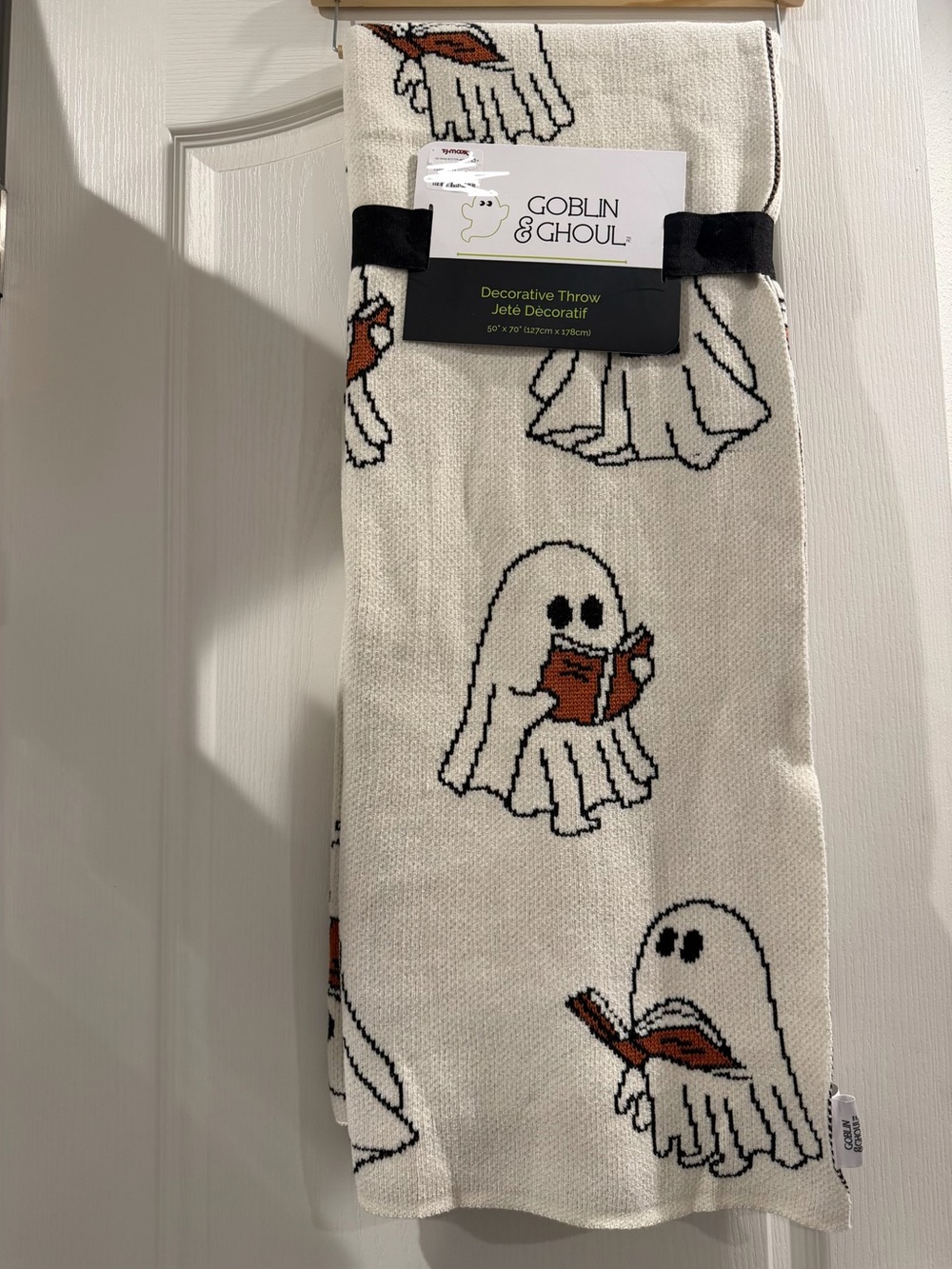 Goblin & Ghoul Cream Ghost Decorative Throw Blanket